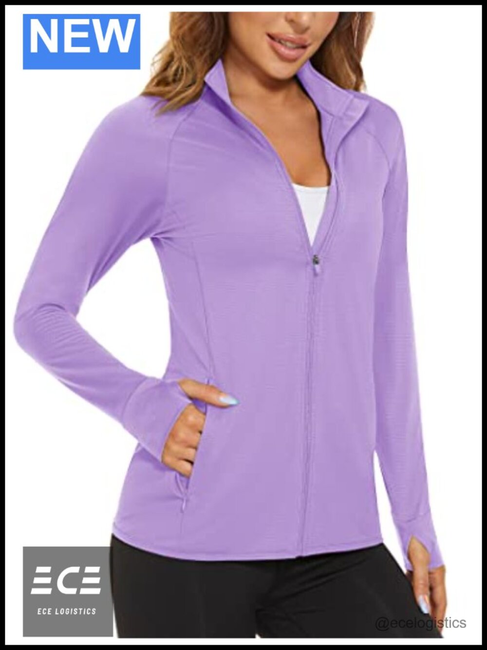 Women's UPF 50+ Lightweight Athletic Zip Jacket Sun Protection Long Sleeve